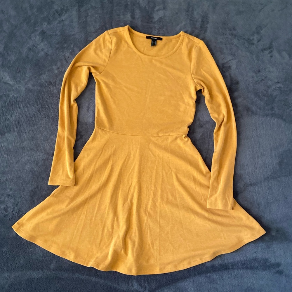 Orange fall/winter thick material weaved dress.
